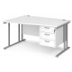 Maestro Cantilever Leg Wave Desk with Three Drawer Pedestal